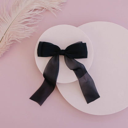 Sheer Black Organza Hair Bow 