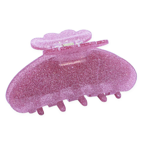 Medium Round Glitter Hair Claw Clip - Pink