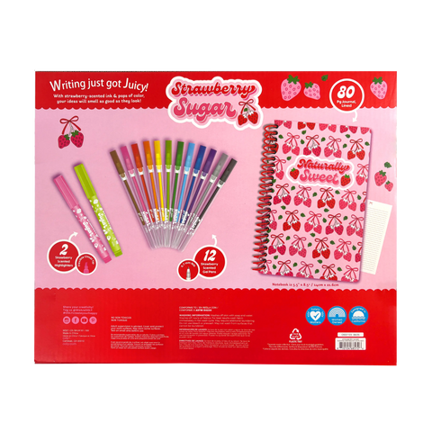 Strawberry Sugar Scented Gel Pen & Highlighter Writing Kit - 15 PC Set