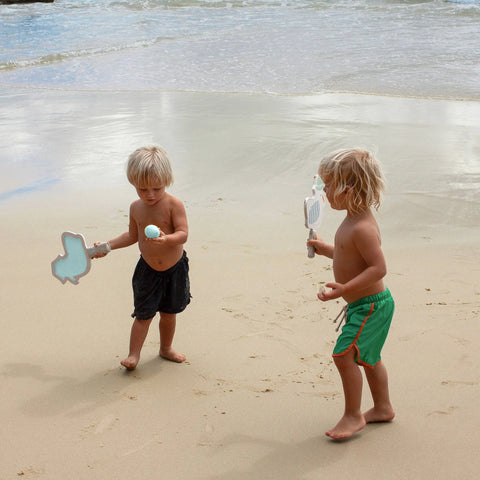 Kids Velcro Beach Bats - Sid the Seagull Blue Stripe