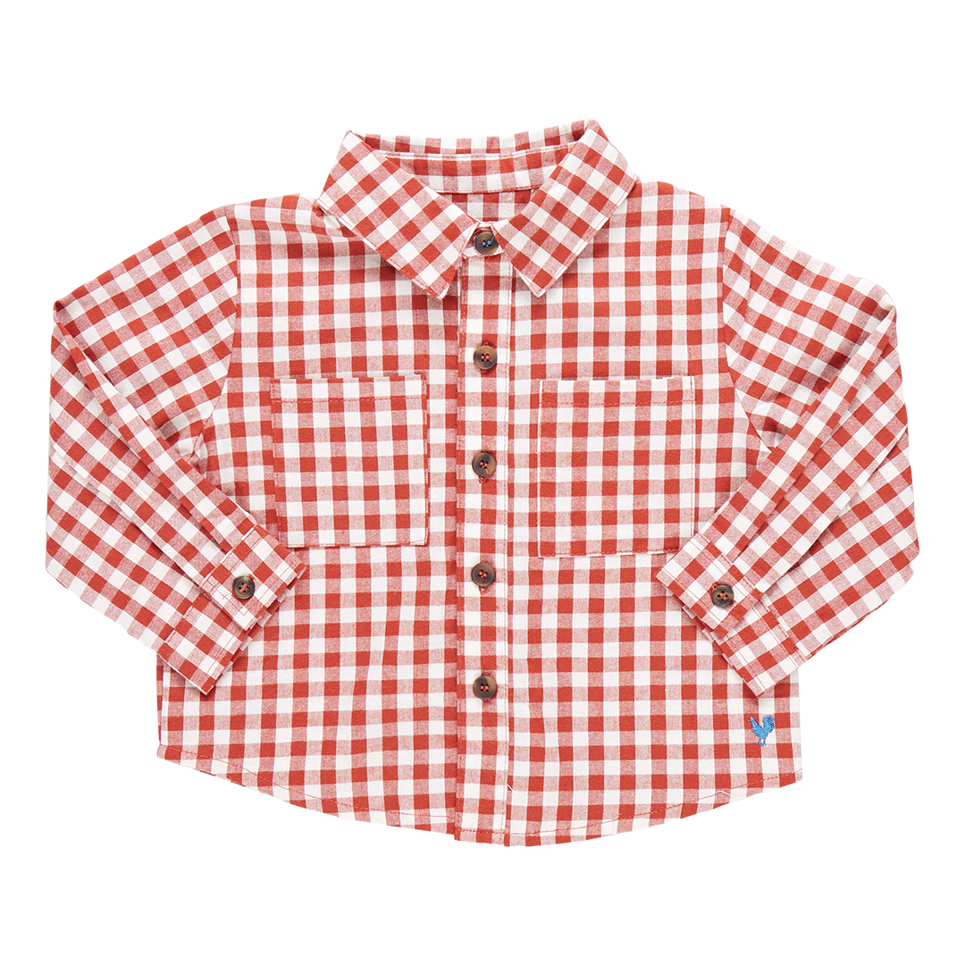 Baby Boys Jack Shirt - Pony Gingham - Pink Chicken