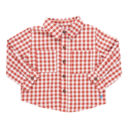 Baby Boys Jack Shirt - Pony Gingham - Pink Chicken