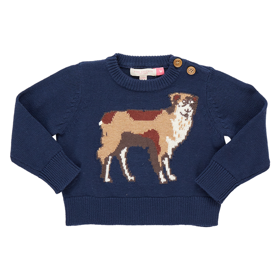 Baby Boys Oliver Sweater - Happy Dog - Pink Chicken