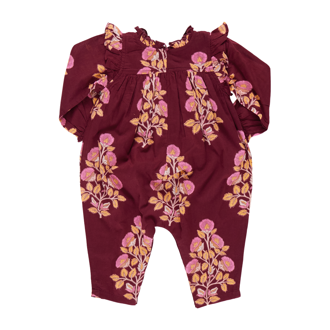 Baby Girls Kalani Jumper - Burgundy Bouquet Floral - Pink Chicken