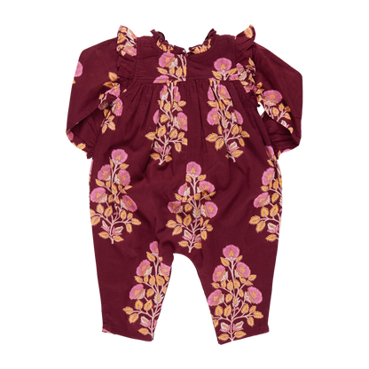 Baby Girls Kalani Jumper - Burgundy Bouquet Floral - Pink Chicken