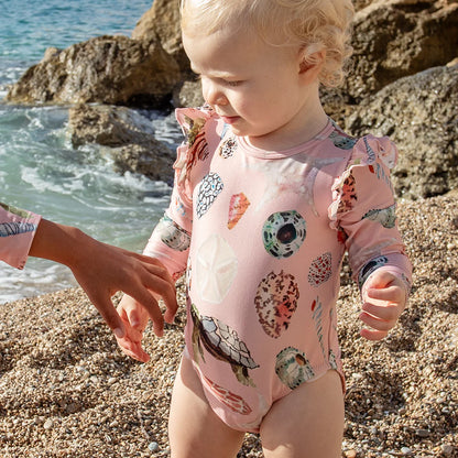 Baby Girls Rachel Suit - Pink Watercolor Shells