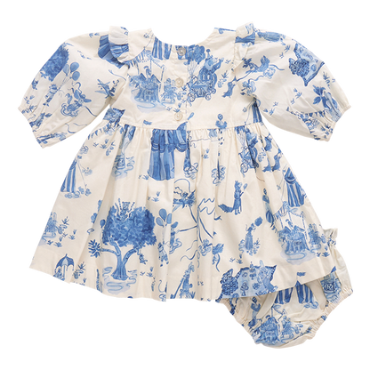 Baby Girls Brooke Dress Set - Blue Circus