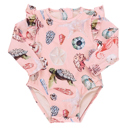 Baby Girls Rachel Suit - Pink Watercolor Shells