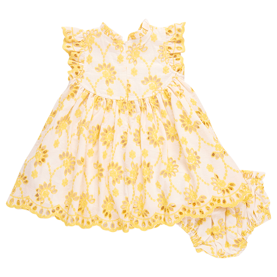 Baby Girls Brooke Dress Set - Bright Yellow Eyelet