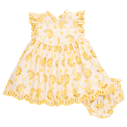 Baby Girls Brooke Dress Set - Bright Yellow Eyelet