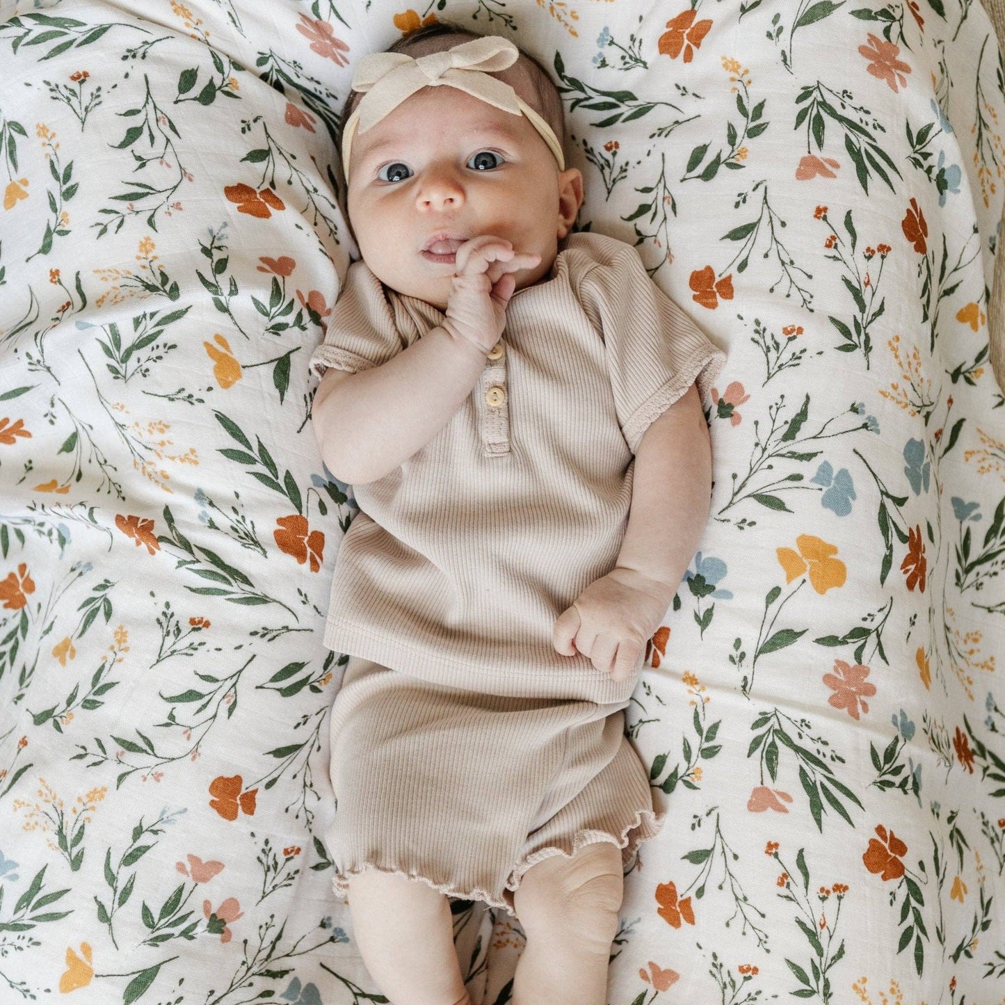 Bamboo Muslin Swaddle: Fleurs - Saranoni