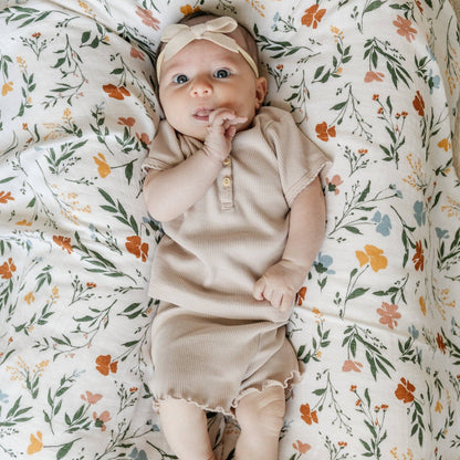 Bamboo Muslin Swaddle: Fleurs - Saranoni