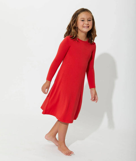 Long Sleeve Bamboo Dress - Winterberry