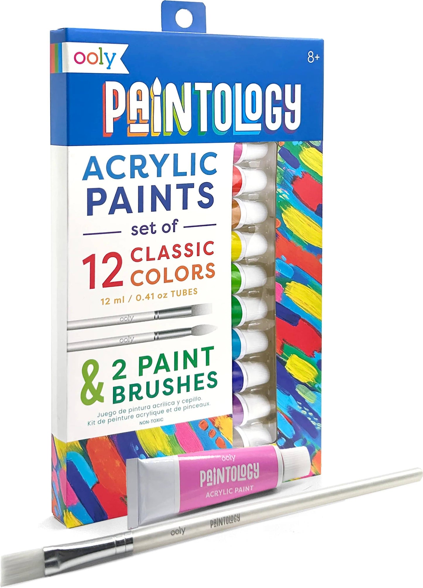 Paintology Acrylic Paints + 2 Brushes (Classic Colors)