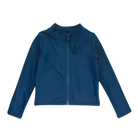 Long Sleeve Full Zip Rash Guard - Navy