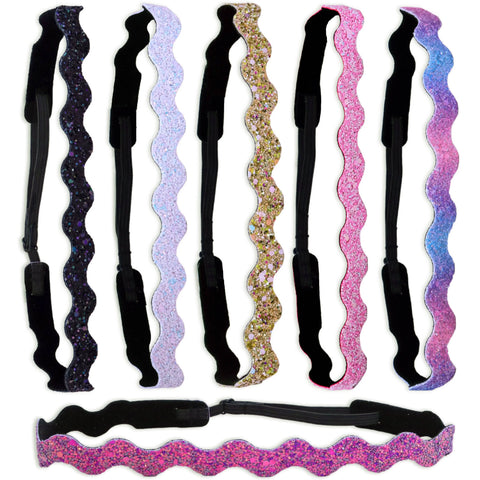 Adjustable No Slip Zig Zag Glitter Headbands