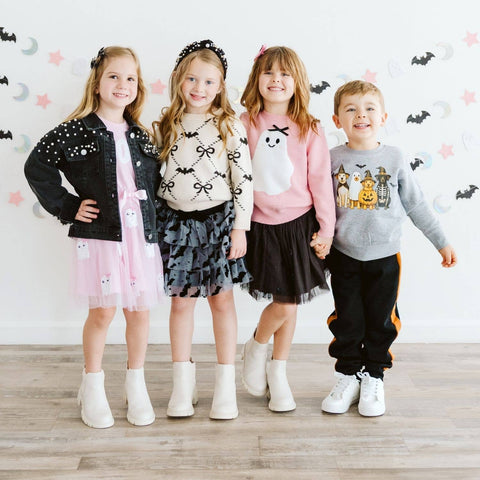 Flocked Bats Halloween Girls Tiered Tutu Skirt