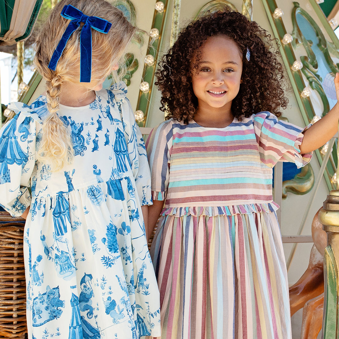 Girls Raquel Dress - Multi Vintage Stripe