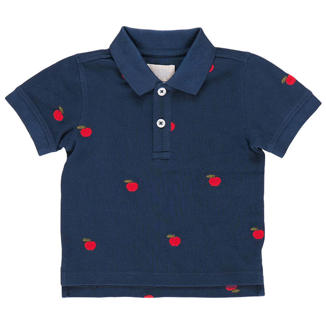 Boys Alec Shirt - Apples Embroidery - Pink Chicken