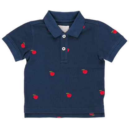 Boys Alec Shirt - Apples Embroidery - Pink Chicken