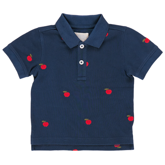 Boys Alec Shirt - Apples Embroidery - Pink Chicken