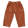 Boys Corduroy Jackson Pant - Dog Embroidery - Pink Chicken