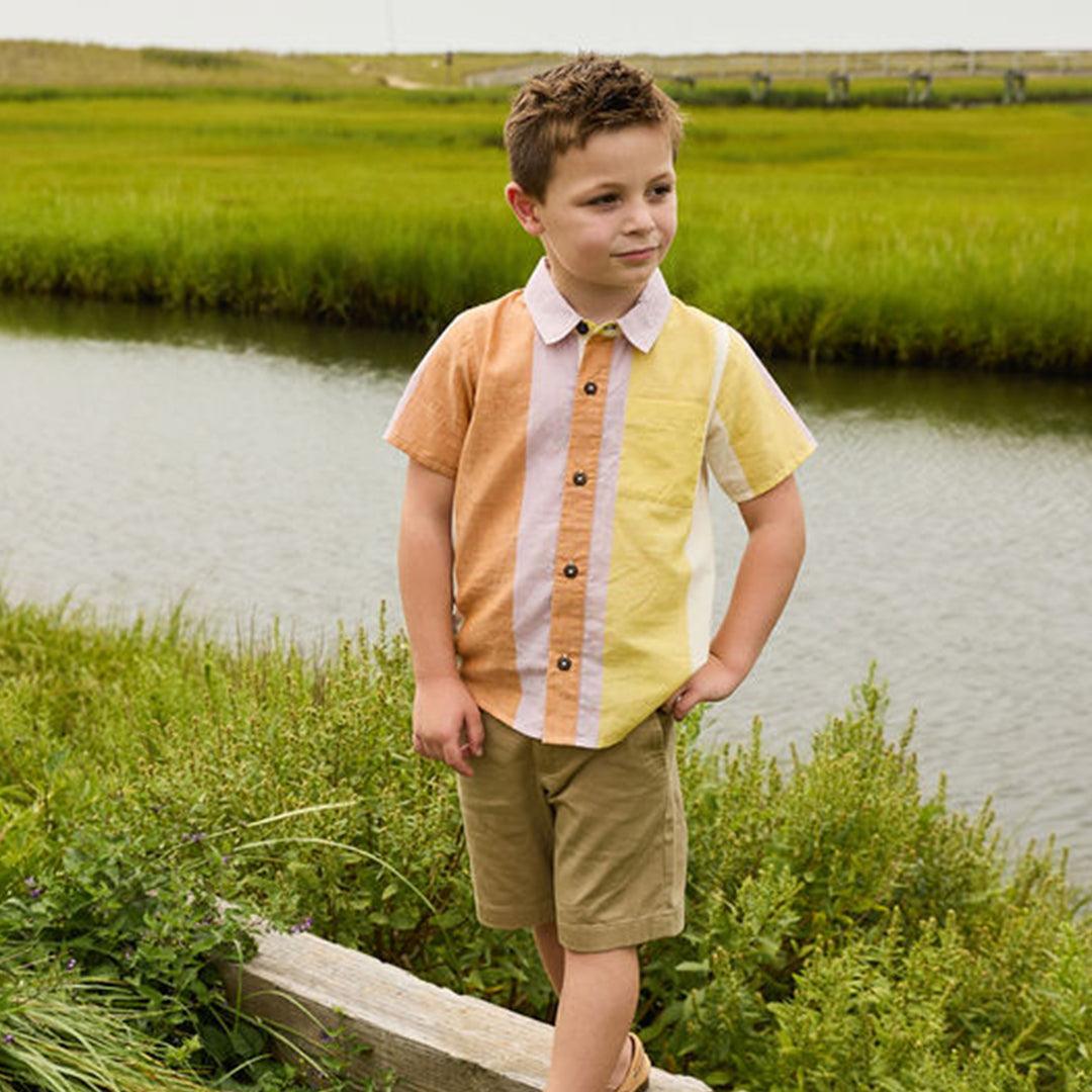 Boys Jack Shirt - Desert Stripe - Pink Chicken