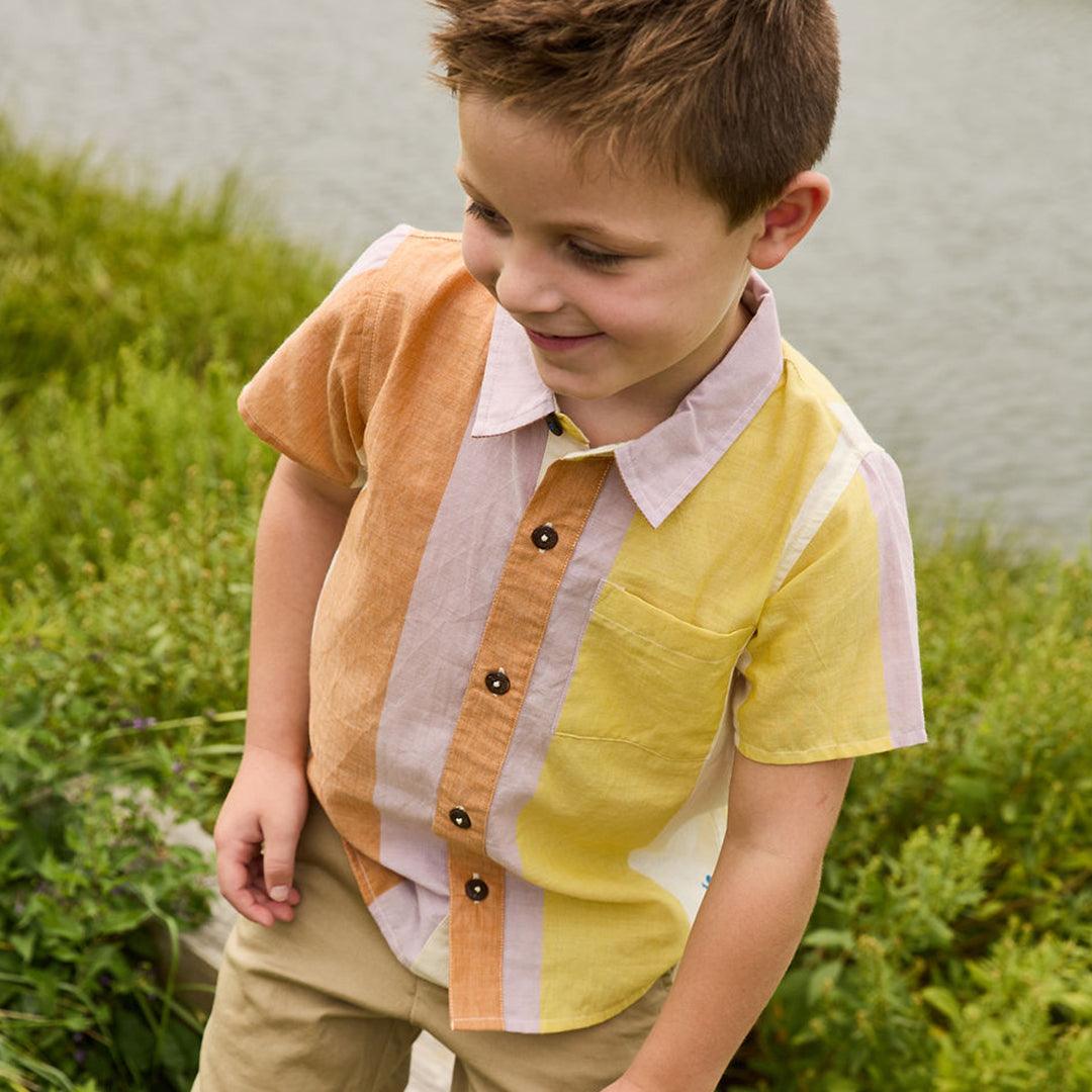 Boys Jack Shirt - Desert Stripe - Pink Chicken