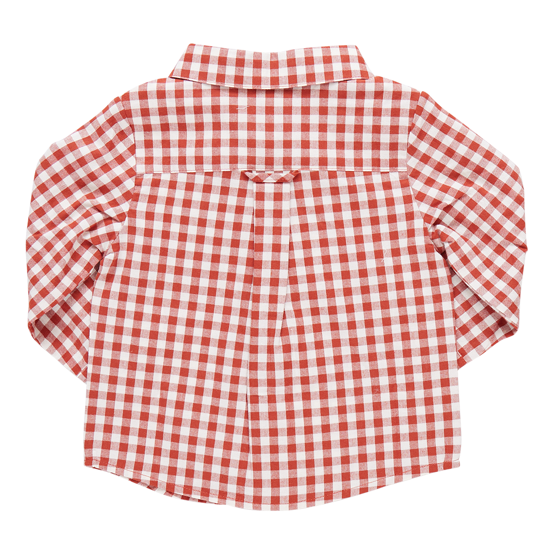 Boys Jack Shirt - Pony Gingham - Pink Chicken