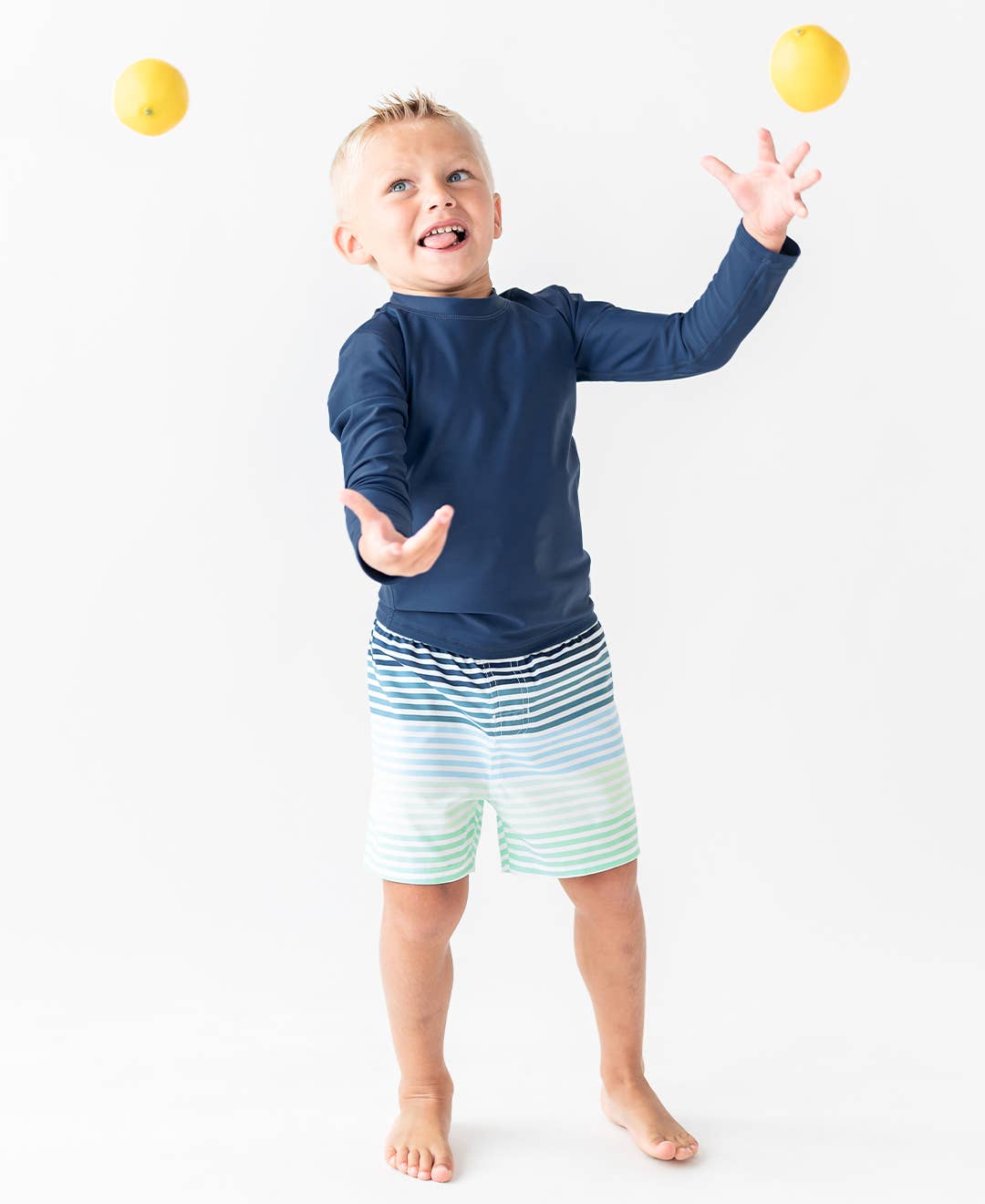 Boys Navy Long Sleeve Rash Guard - RuffleButts + RuggedButts