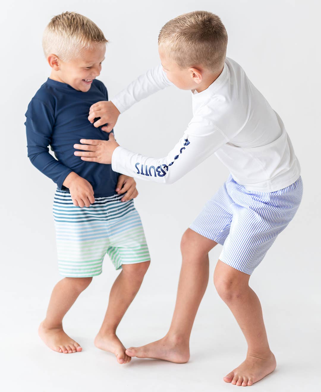 Boys Navy Long Sleeve Rash Guard - RuffleButts + RuggedButts