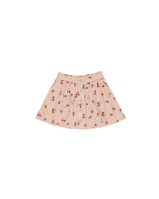 Button Front Mini Skirt | Blossom Embroidery - Rylee + Cru