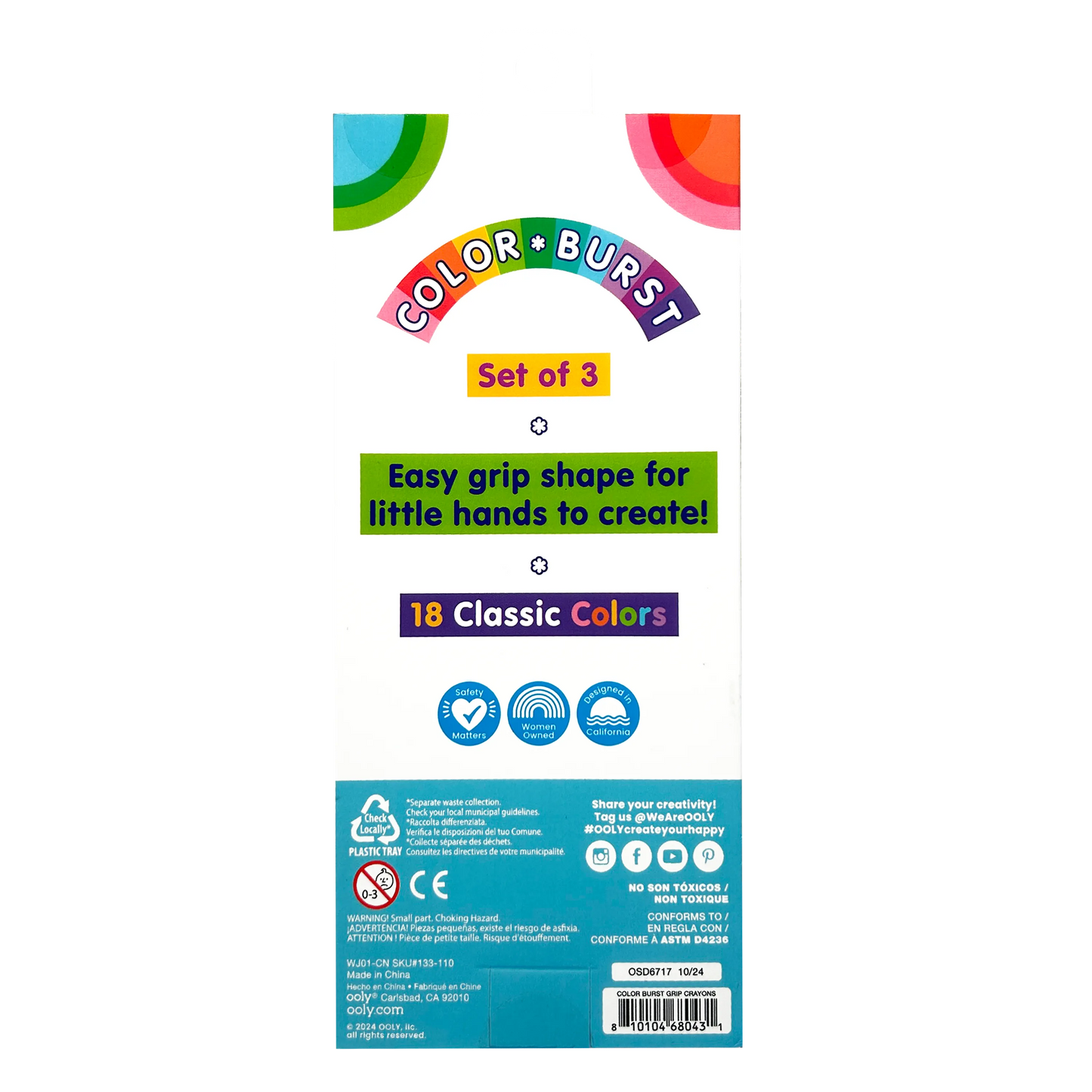 Color Burst Easy Grip Crayons (Set of 3)