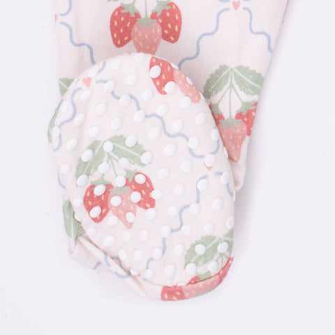 2 Way Ruffle Back Zipper Footie - Sweet Strawberries