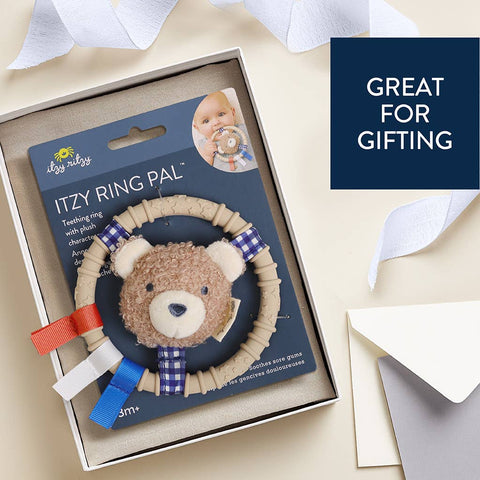 Itzy Ring Pal™ - Teething Ring with Taupe Bear