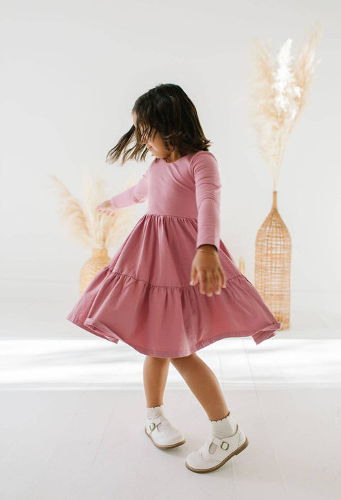 Gwendolyn Ruffle Dress in Antique Rose