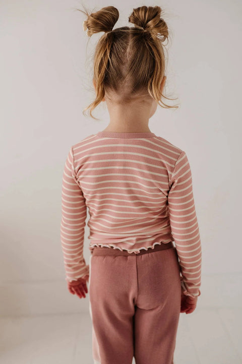 Lettuce Hem Tee - Misty Rose Stripe