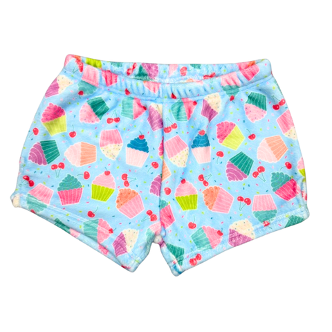 Blue Cupcake Plush Shorts for Girls