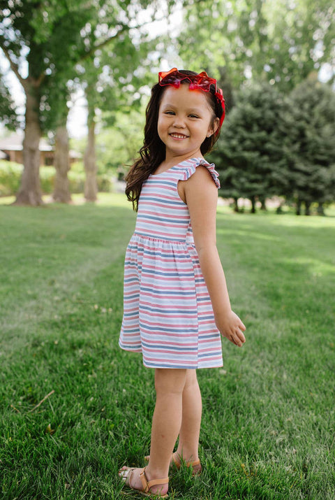Macie Romper - Patriotic Stripe