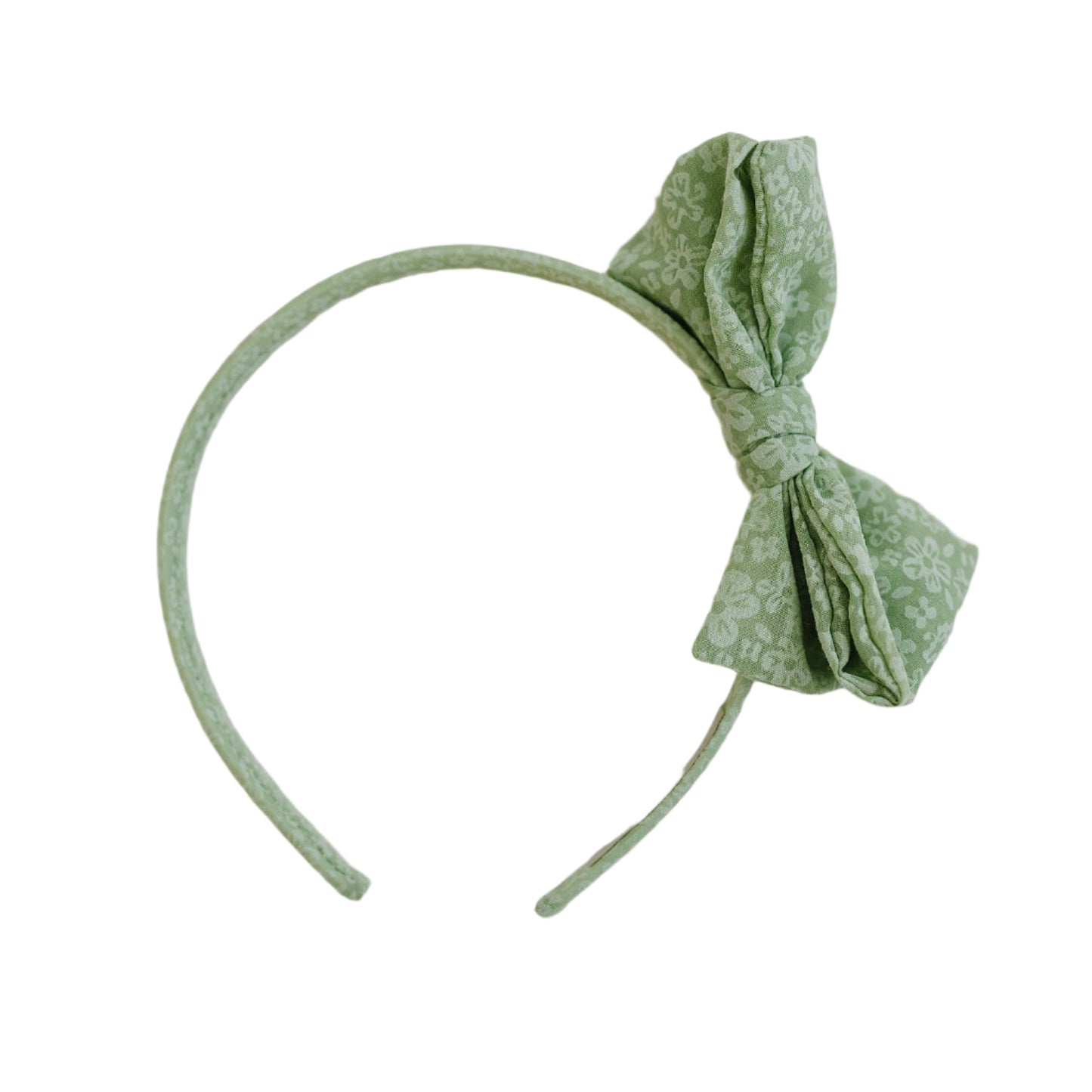 Green Monochrome Flowers Cotton Headband