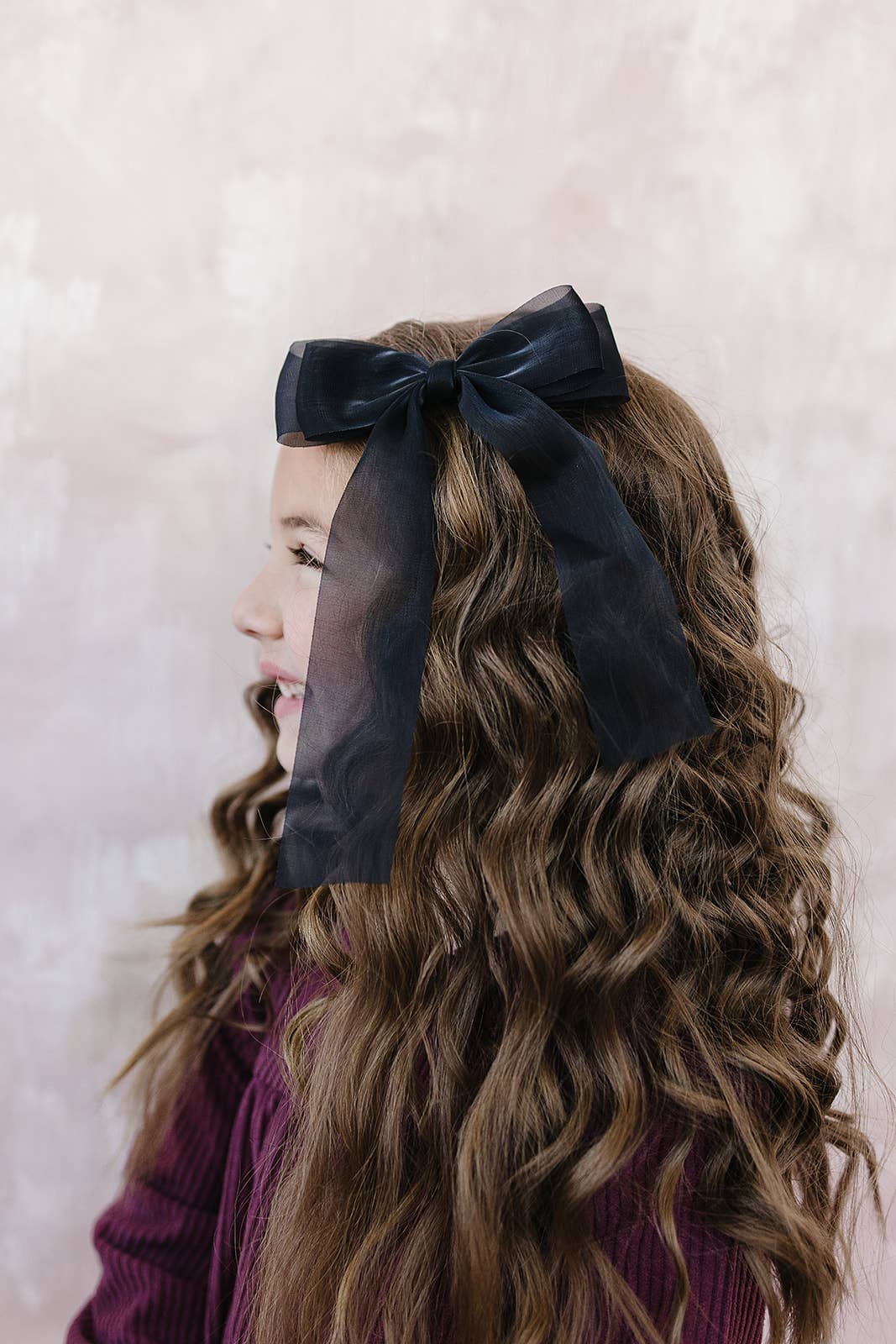 Sheer Black Organza Hair Bow 