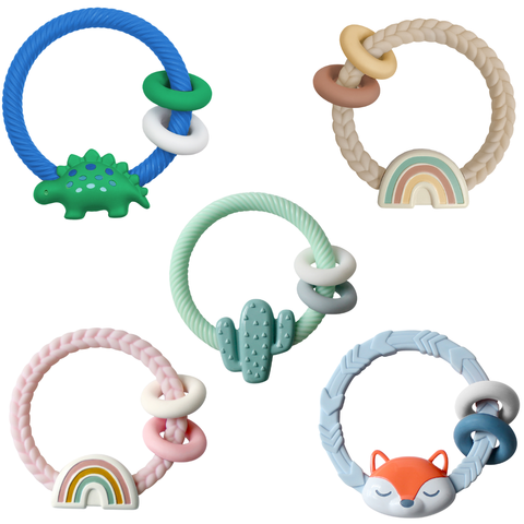 Ritzy Rattle™ Silicone Teething Rattle - Highland Cow