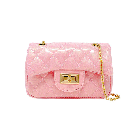 Classic Quilted Sparkle Kids Mini Purse - Baby Pink