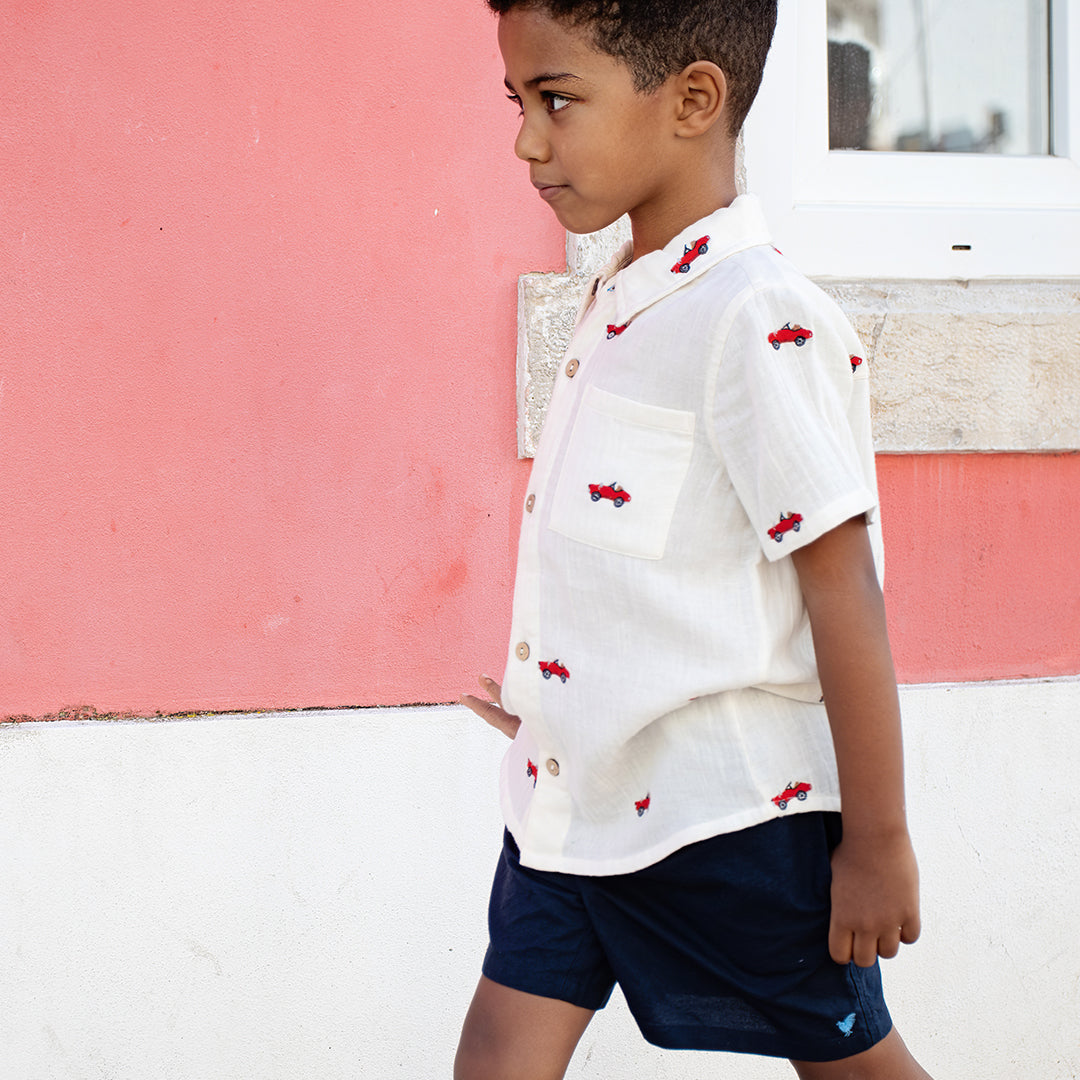 Boys Jack Shirt - Vintage Car Embroidery