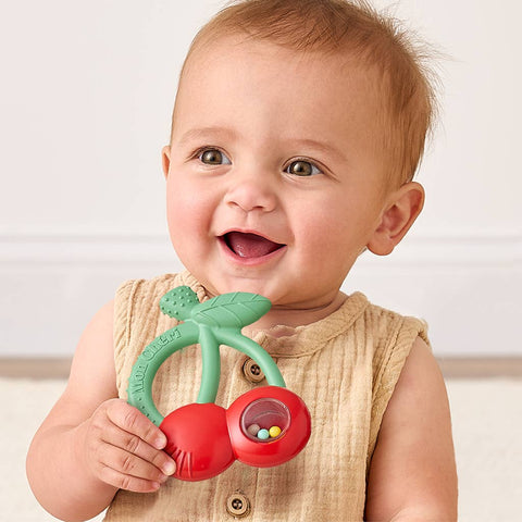 Bitzy Shake™ Silicone Teether with Rattle - Cherry