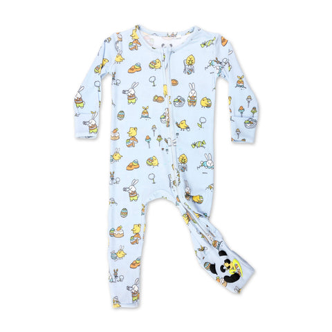 Easter Bunny Blue Bamboo Convertible Footie
