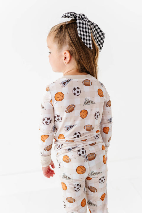 Game Day Gingham Bamboo Pajama Set for Kids