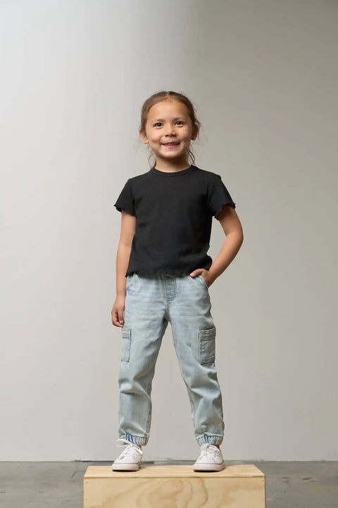 Cargo Denim Jogger - Light Wash