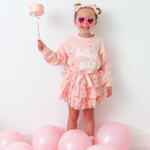 Birthday Girl Pink Sprinkle Tutu Skirt