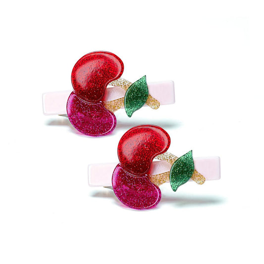 Cherry Glitter Red Hair Clips - Lilies & Roses NY